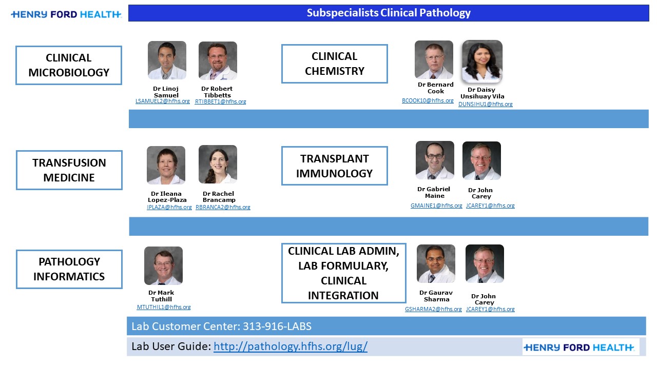 Clinical Pathology Subspecialists