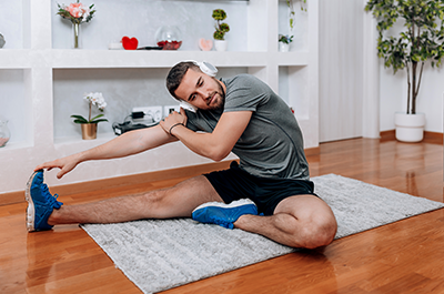 man stretching