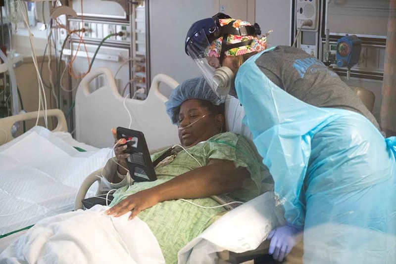 Caregiver with patient